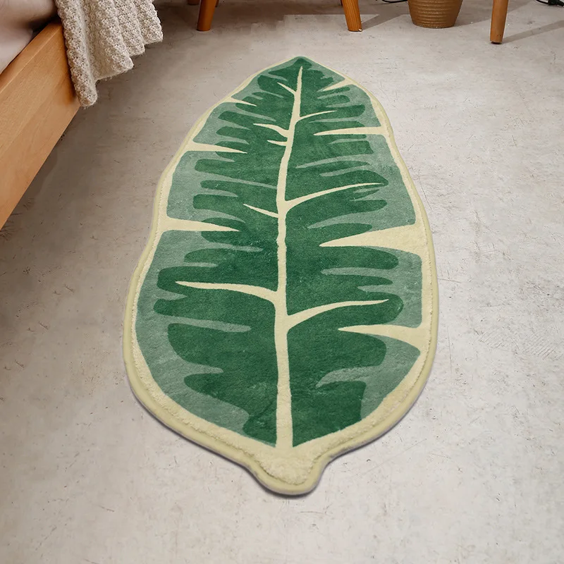 Leaf Pattern Bathroom Rug ,Carpet Living Room,Bedroom,Children's Room,Home Supplies,Green Plants Home Door Non-slip Foot Mats