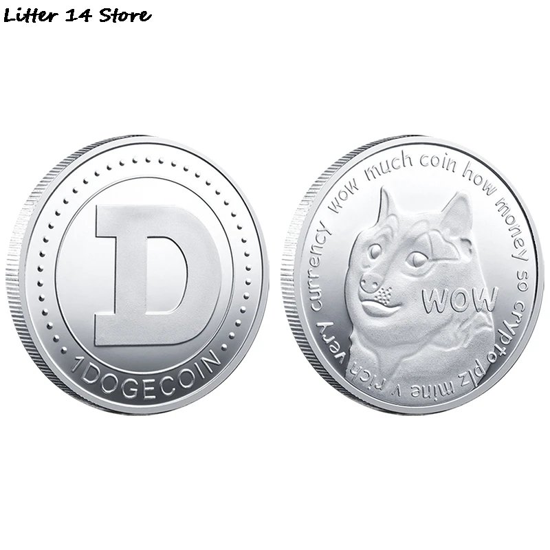 

1 Piece Plated Gold Silver Dogecoin Commemorative Coins Cute Dog Pattern Dog Year Collection Coins