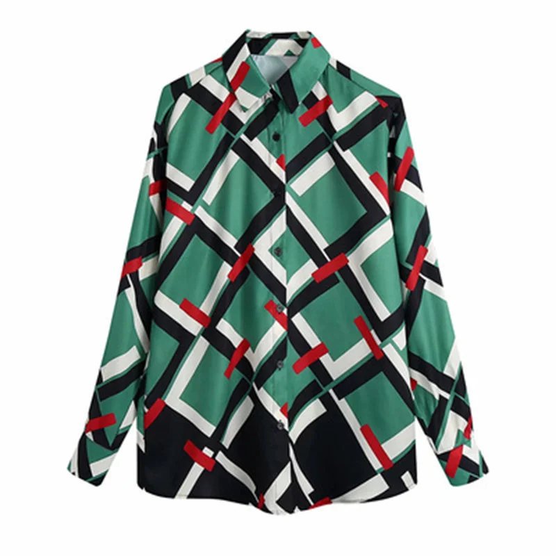 

Shirts for Women New Long Sleeve Top Green Single Breasted Poplin Shirts Office Lady Chic Blouse blusas mujer de moda 2021