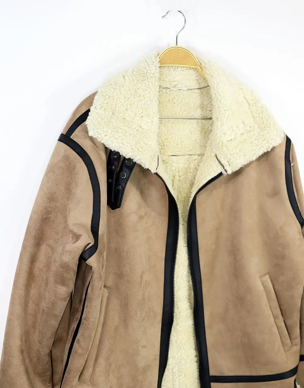 

Milky Brown Leather Postal Shearling Style Men's Coat
