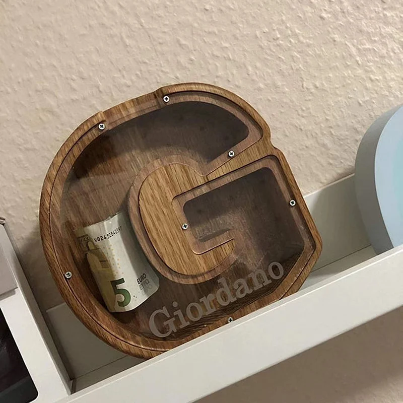 Креативная деревянная Копилка в форме букв простой стиль прозрачная стеклянная