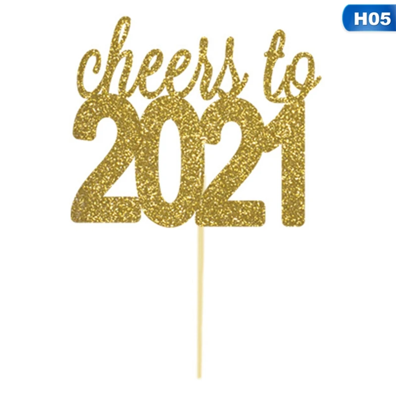 

3pcs/set New Year Number 2021 Cupcake Toppers Hello 2021 Cake Insert Cheers To 2021 Cake Decorations Party Supplies