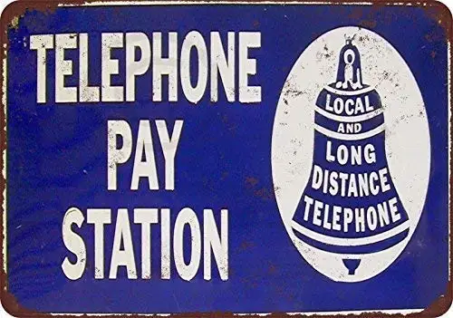 Настенный арт Знак 12x16 колокольчик телефонная станция оплаты оловянный знак