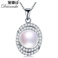 925 sterling silver zircon gorgeous pendant hot sale genuine natural freshwater pearl pendant necklace for womenno chain