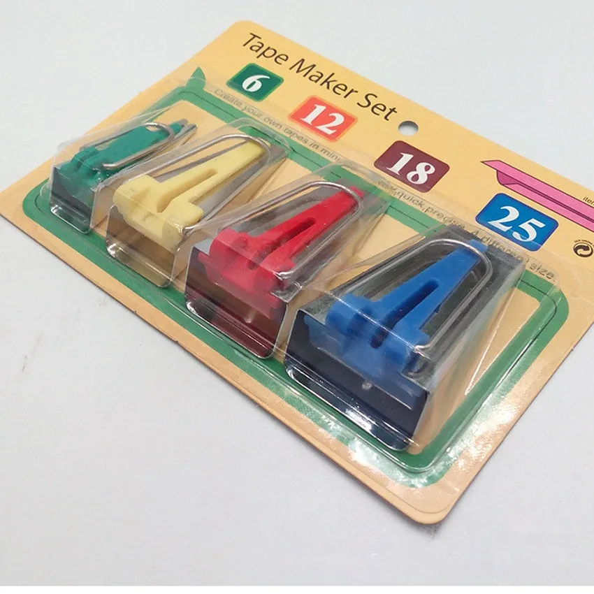 bias tape maker Швейные аксессуары, косой скотч-5 размер, 6 мм, 9 мм, 12 мм, 18 мм, 25 мм, косой скотч - Цвет: bias tape maker
