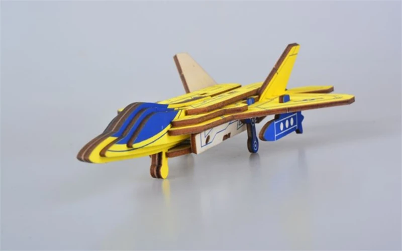 

3D Wooden Puzzle Jigsaw Toys Smart Games DIY Assembly Kit F22 Raptor Fighter Kids Learning Educational Gifts