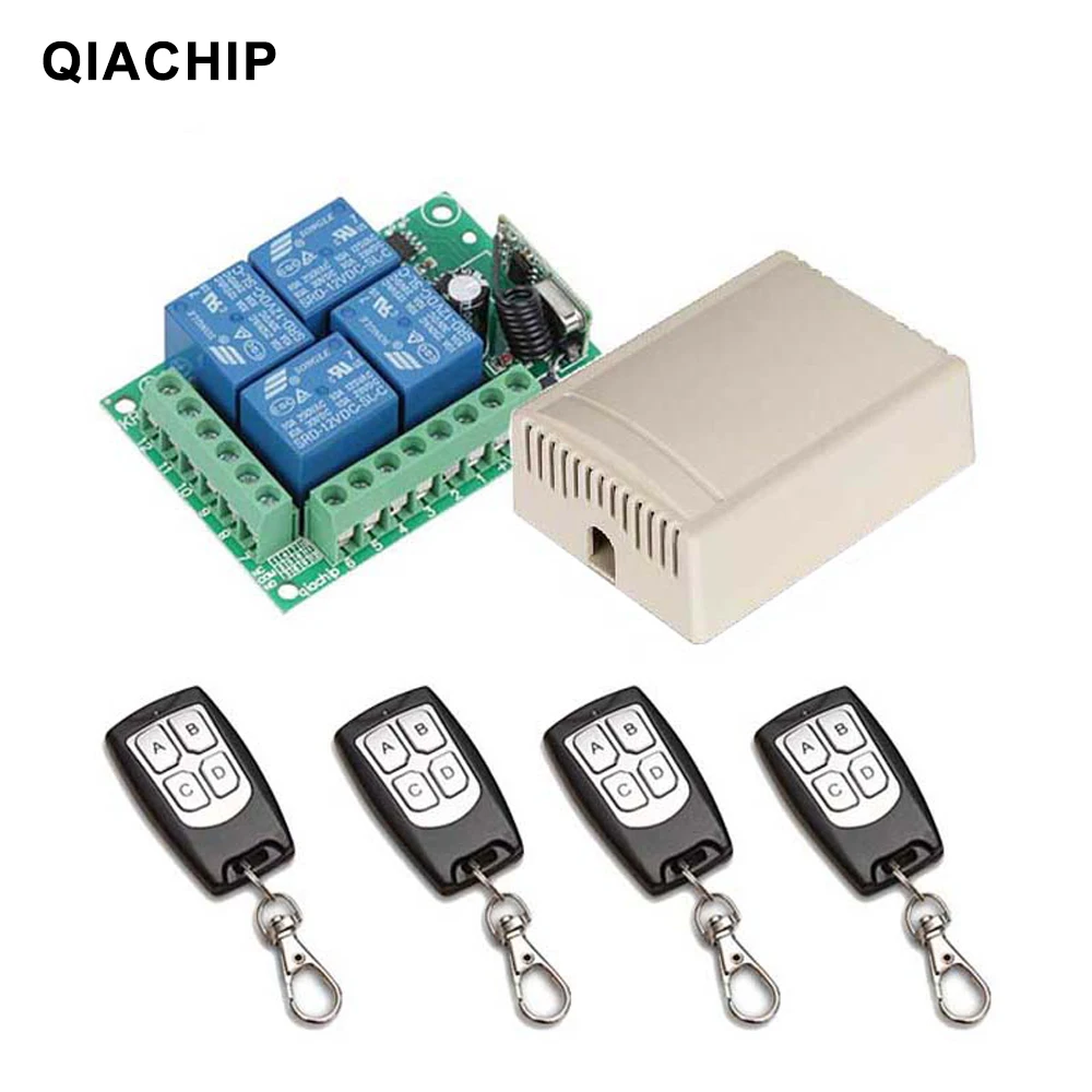 Универсальный беспроводной коммутатор QIACHIP 433 МГц постоянный ток 12 В 4 канала