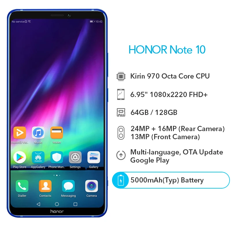 Оригинал Honor Note 10 64 Гб/128 ГБ Note10 6 95 &quot24MP двойная камера NFC 5000 мАч батарея