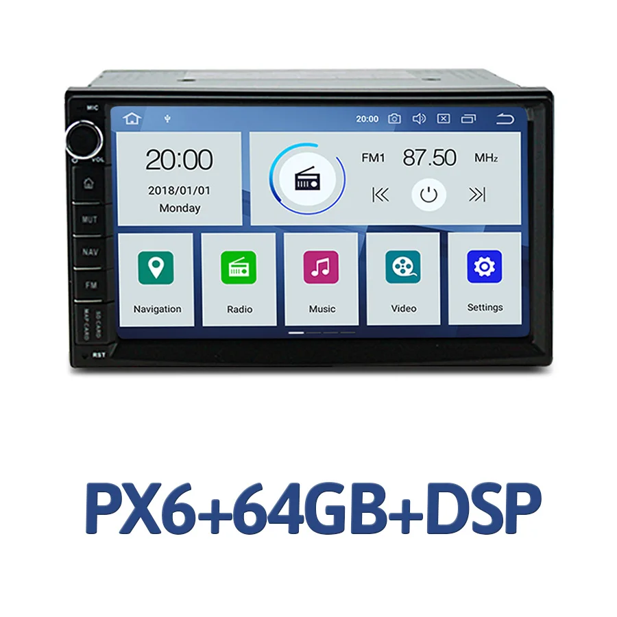 PX6 4GB 64GB DSP PX6 7 ''2 Din Android 9,0 4 Гб ОЗУ 64 Гб 6 ядерный RDS радио gps карта Авторадио Bluetooth wifi Автомобильный мультимедийный плеер для универсального - Цвет: PX6 4GB 64GB DSP