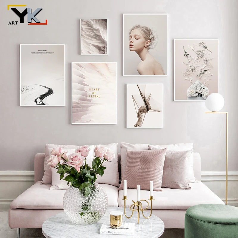 Фотофон с розовыми виолончелями и цветочным принтом для девочек скандинавский