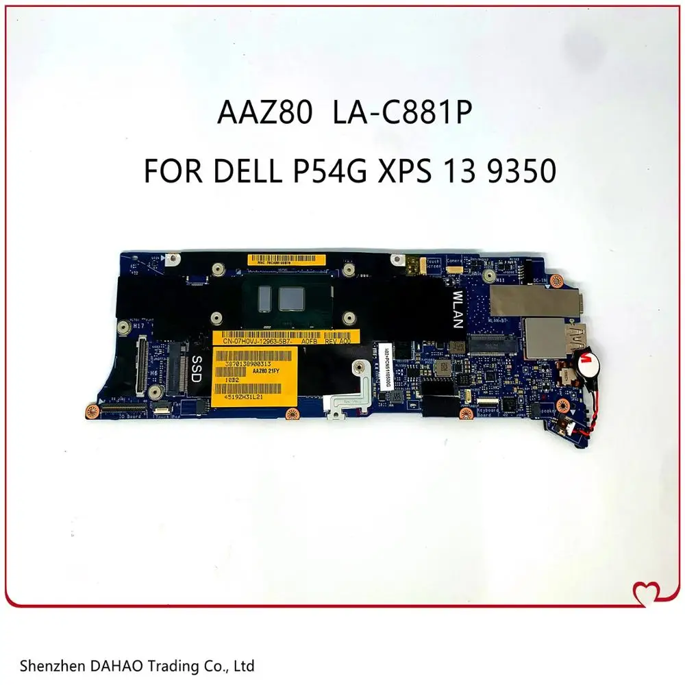 Оригинальная материнская плата для ноутбука DELL P54G XPS 13 9350 AAZ80 LA C881P с процессором