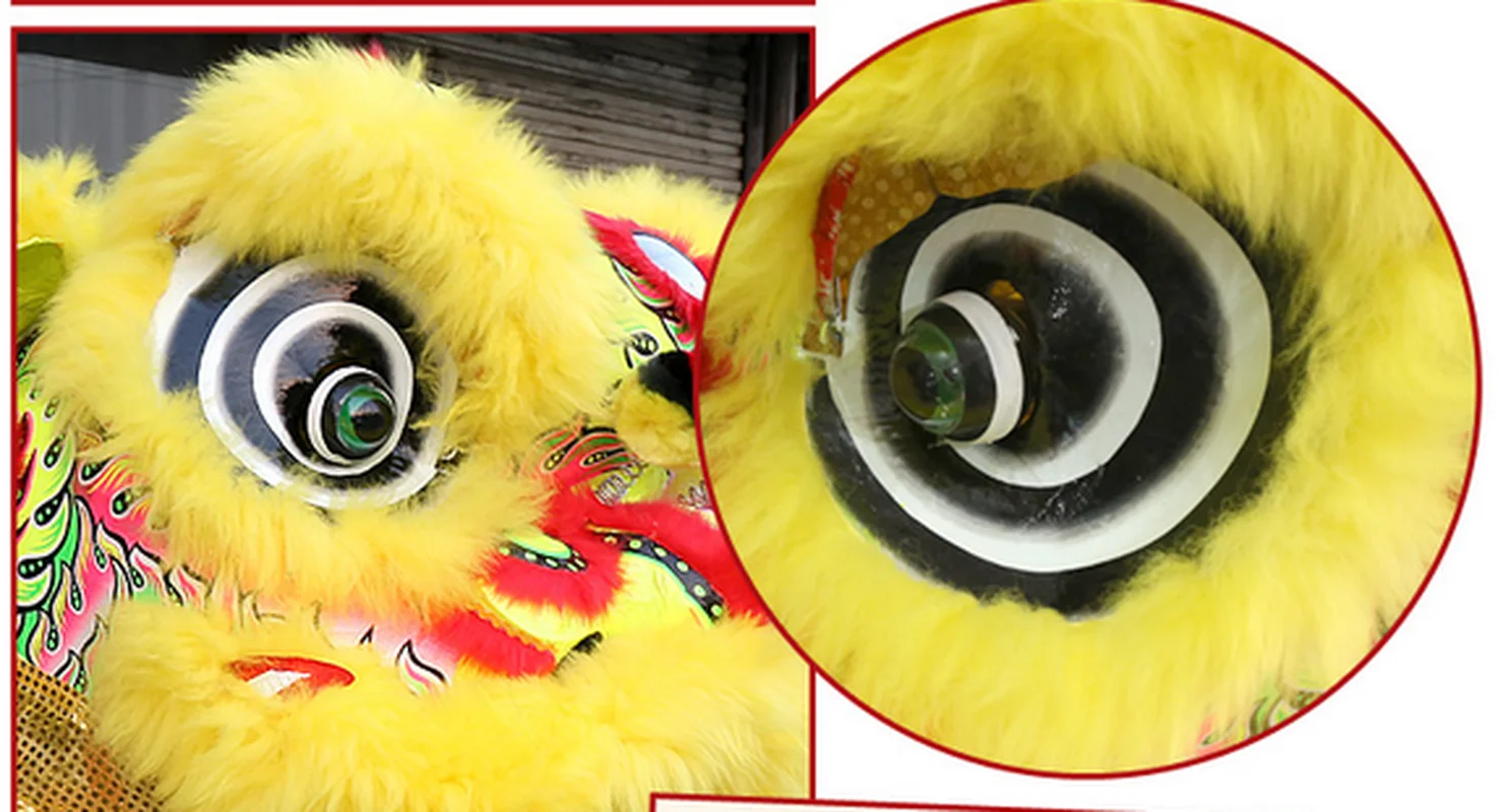 Желтый танец льва талисман костюм Китайский народный искусство шерсть Южная для