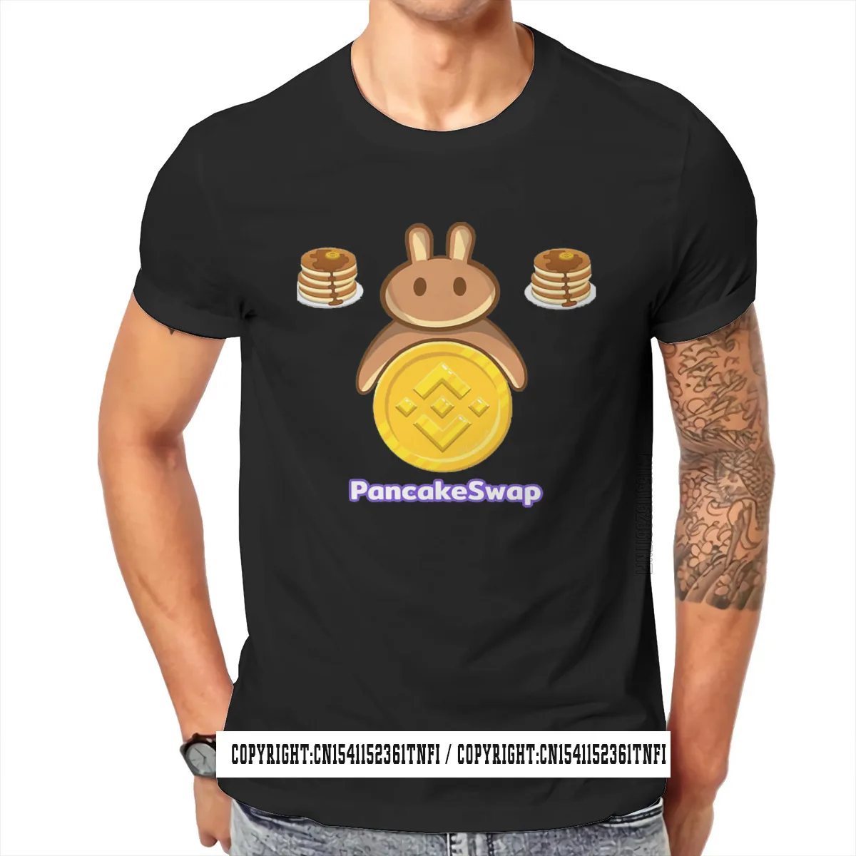 

Cryptocurrency Miner Pancake Swap Bunny T Shirt Vintage Male Gothic Top Quality Tshirt Loose Crew Neck Men Clothes