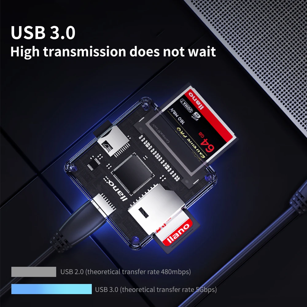 Многофункциональный считыватель карт памяти LLANO передача SD/TF/CF/MS/Micro SD USB 3 0