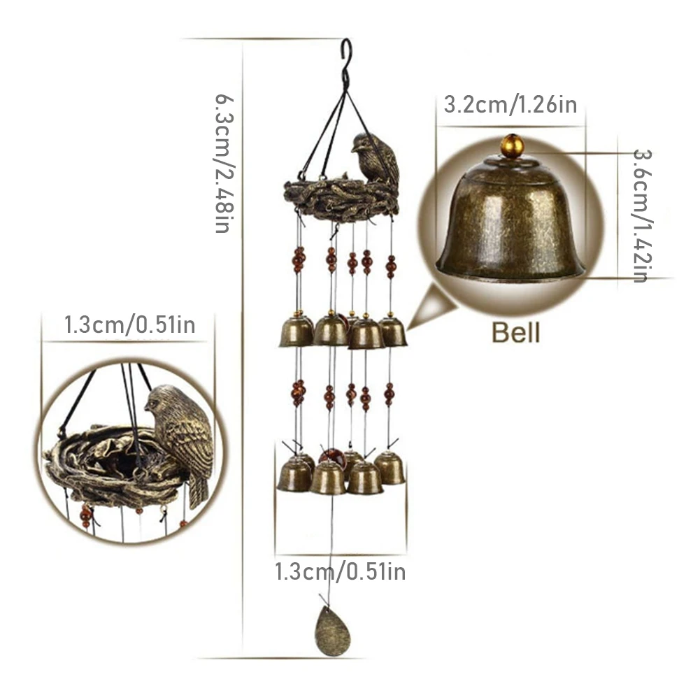 

Bird Bell Wind Chimes With 12 Wind Chimes Gifts To Honor The Mothers Love,Ornaments In The Garden Backyard Church Decor