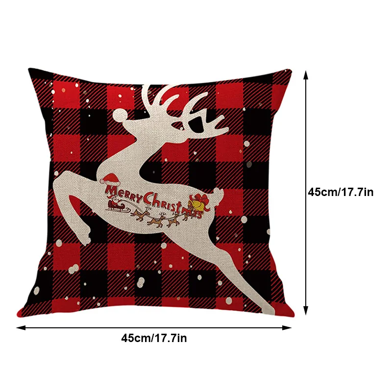 

Soft Pillow Case Christmas Pattern Printed Decorative Square Cotton Linen Pillow Covers for Sofa Bedroom TN99