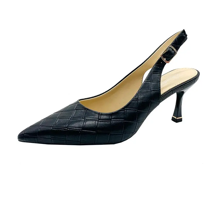 

2021 Big Size 34-40 Women Pumps Pointed Toe Buckle Slingback Summer Shoes Elegant Thin Heel Party Wedding Shoes Woman