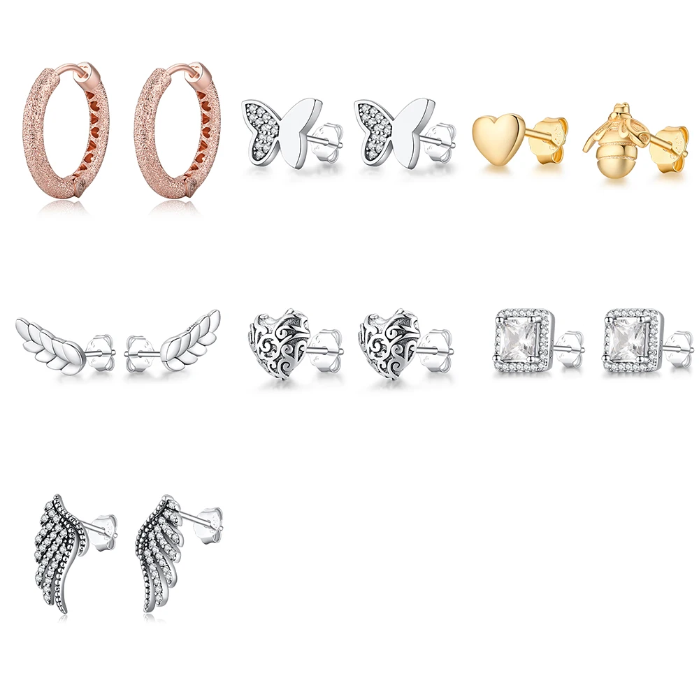 

925 Sterling Silver Earring Earrings Diy Butterfly Gold Bee Ear Of Rice Earring A Pair Of Wings For Women Party Jewelry
