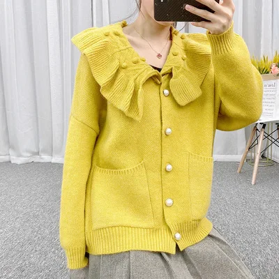 Новый осенне-зимний милый кардиган с большими карманами для студентов свитер