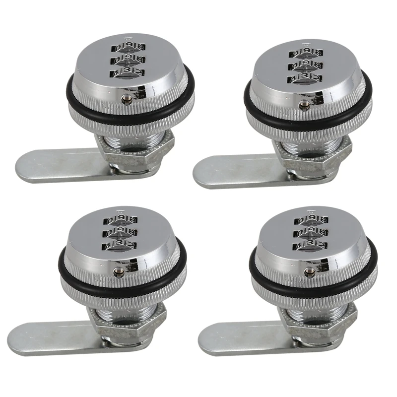 

4X Alloy Code Combination Cam Lock Keyless Post Mail Box Cabinet RV 3 Dial Silver