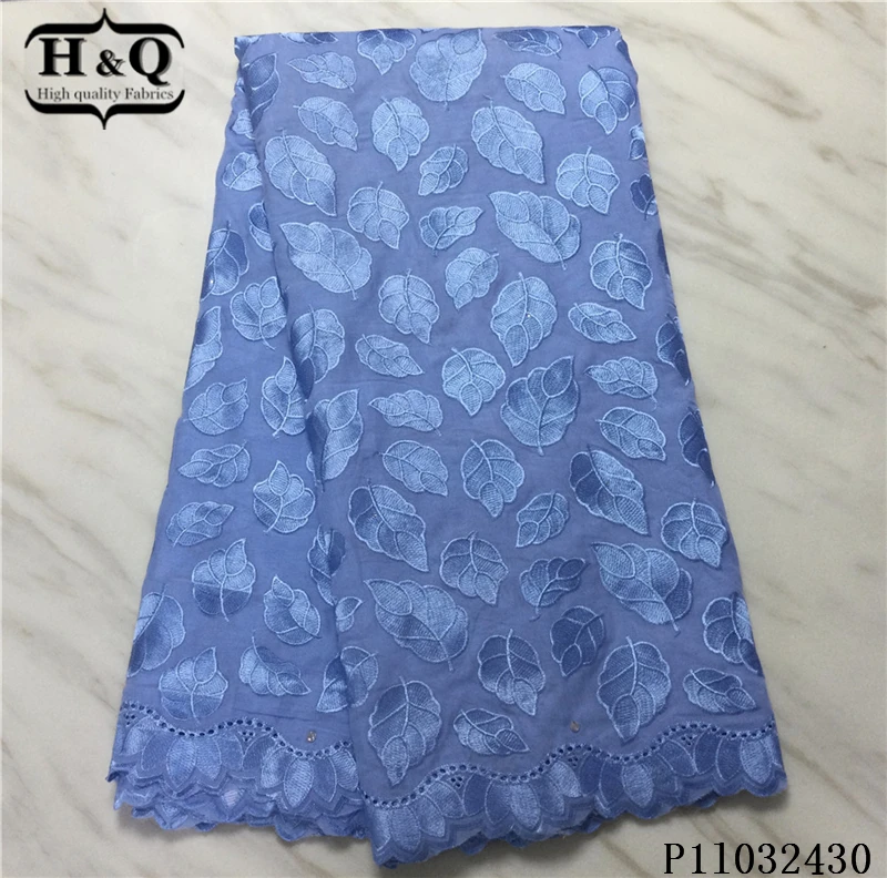 

H&Q soft emboridery swiss voile lace in switzerland 100% cotton fabric with rhinestones african dry voile fabric for dress