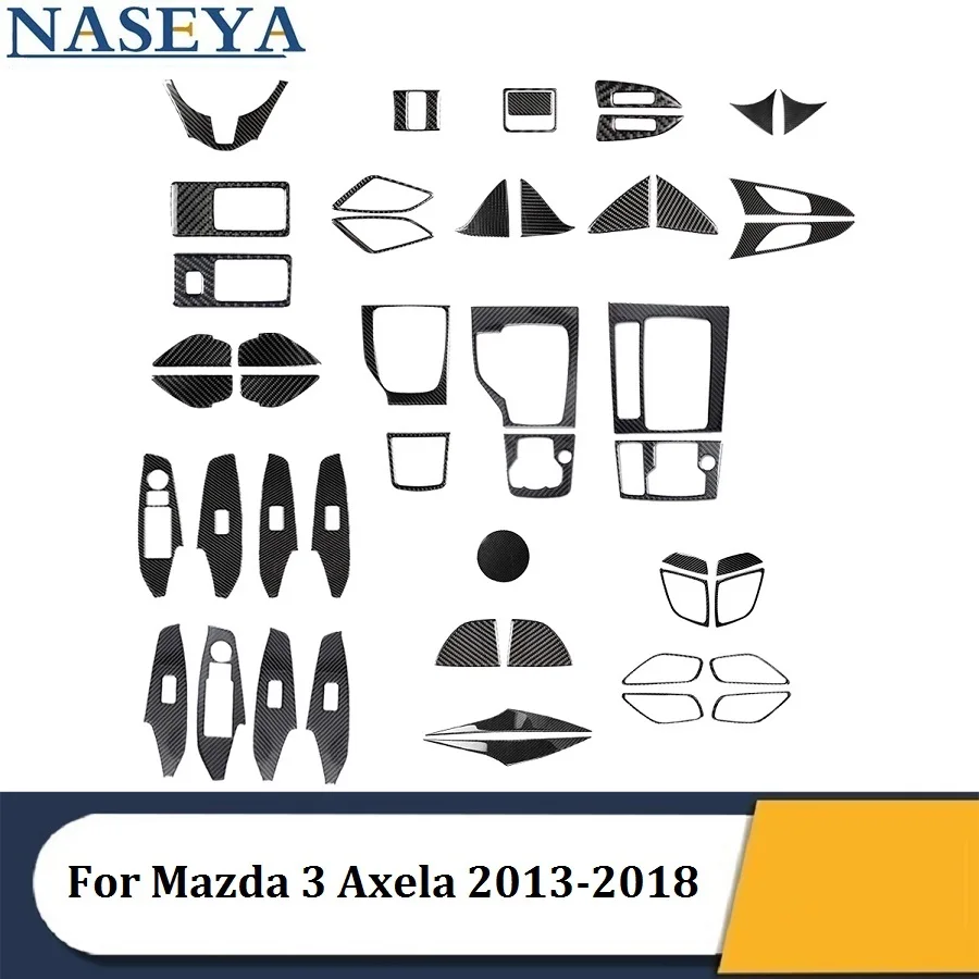 

For Mazda 3 Axela 2013 2014 2015 2016 2017 2018 Car Carbon Fiber Black Stickers Car Interior Decorative Accessories