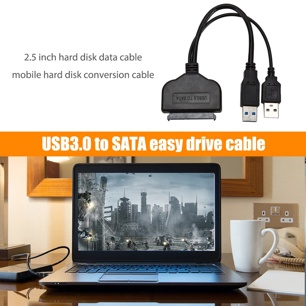 

USB 3.0 to SATA Adapter Cable 2.5in 22 Pin HDD SSD External Power Hard Disk Drive Converter Cable for Laptop Notebook Desktop PC