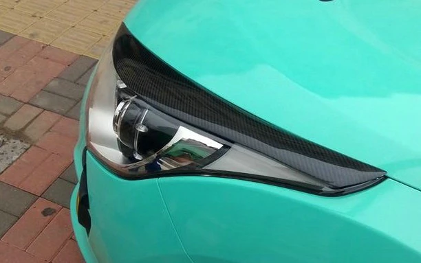 Автомобильный-Стайлинг для hyundai Veloster, покрытие для бровей из углеродного волокна, глянцевая отделка, передний бампер, век, волокно, Накладка для фар, тюнинг, часть