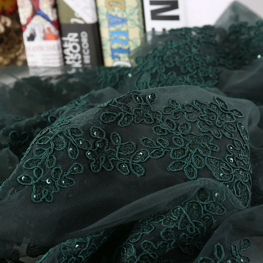 5 ярдов трехмерная расшитая блестками ткань пятно три в одном сетчатая вышивка из