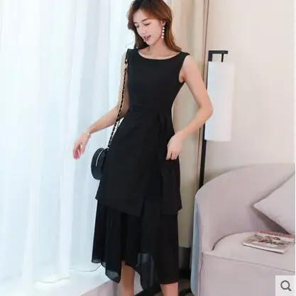 

Women's spring summer new fashion A-line sleeveless dress female slim plus size brief one piece solid dress TB1370