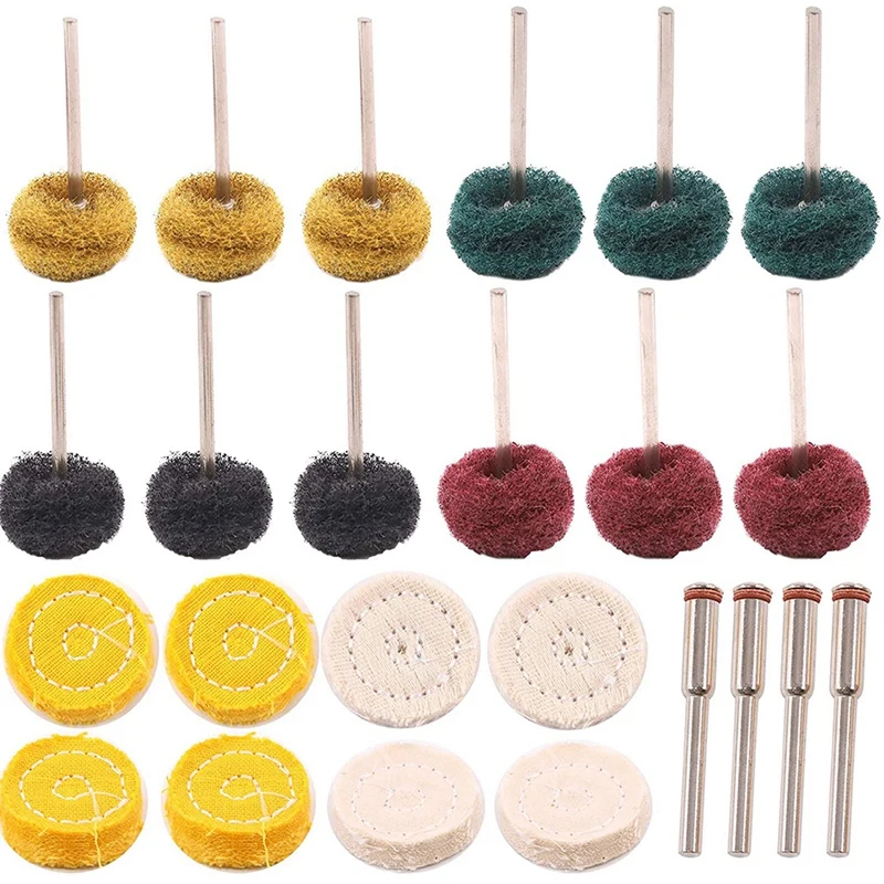 

56Pcs Mini Buffing Polishing Wheels and 1inch Abrasive Wheel Buffing Polishing Wheel Set with 3 mm Shank for Rotary Tool