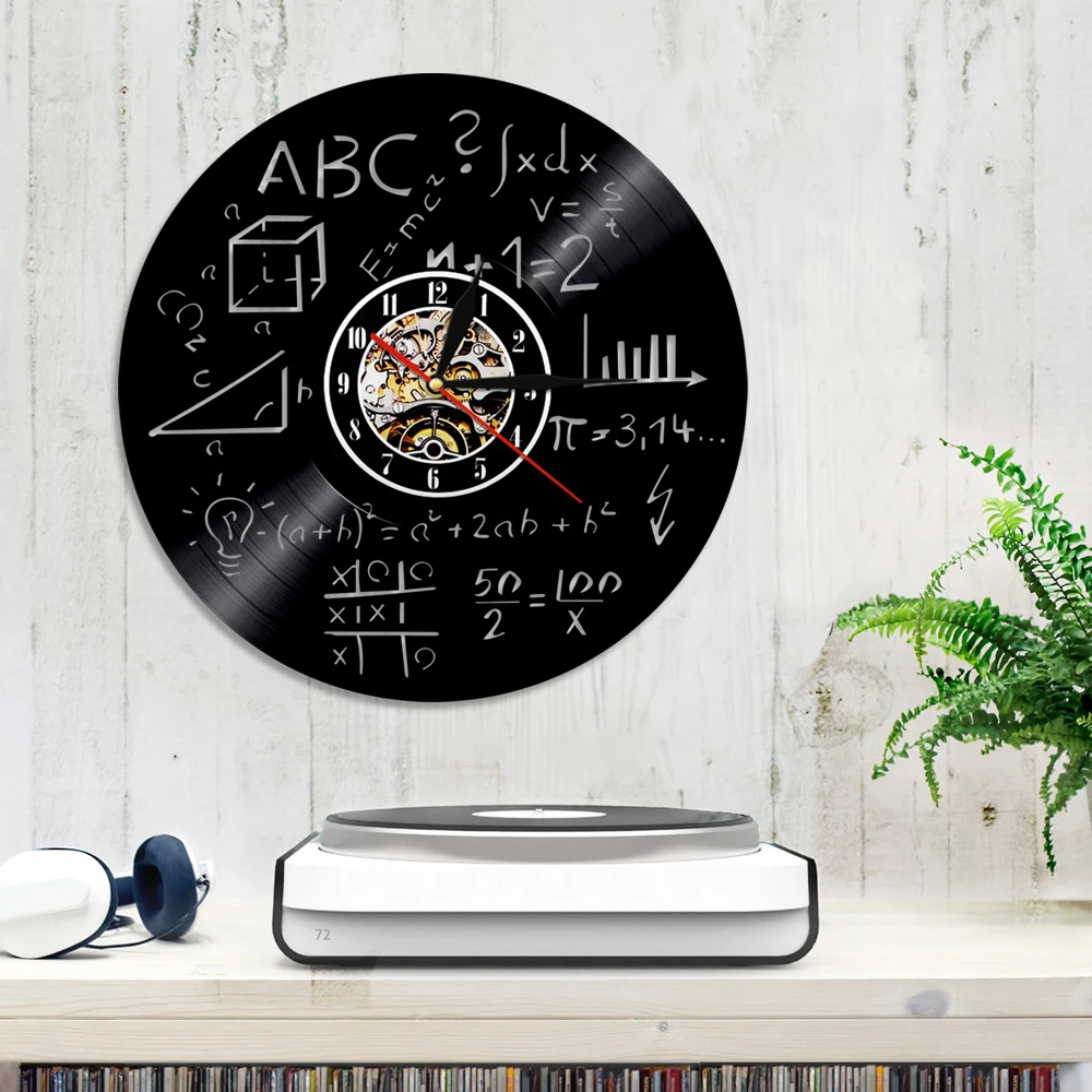 Математика наука виниловые настенные часы ручной работы художественное