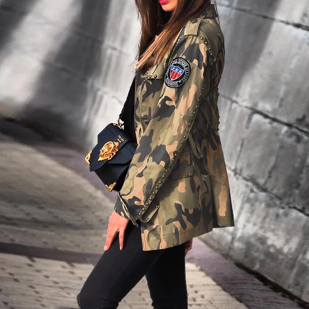 Осенняя Женская камуфляжная куртка женские клейкие бейсбольные куртки с