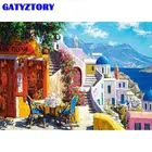 Набор для рисования по номерам на холсте морской пейзаж Санторини