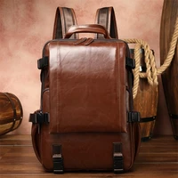 2020 new leather backpack unisex 15 inch large capacity computer backpack retro outdoor mountaineering travel bag new
