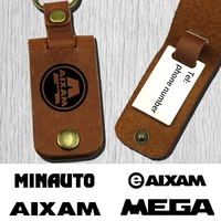 genuine leather car key chain custom keyring for aixam e aixam minauto sansation mega car styling keychain