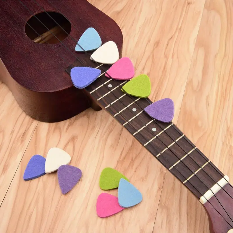 

12 Pieces Colorful Soft Felt Plectrum Mediator Felt Ukulele Picks Plectrums Economy 3Mm Thickness