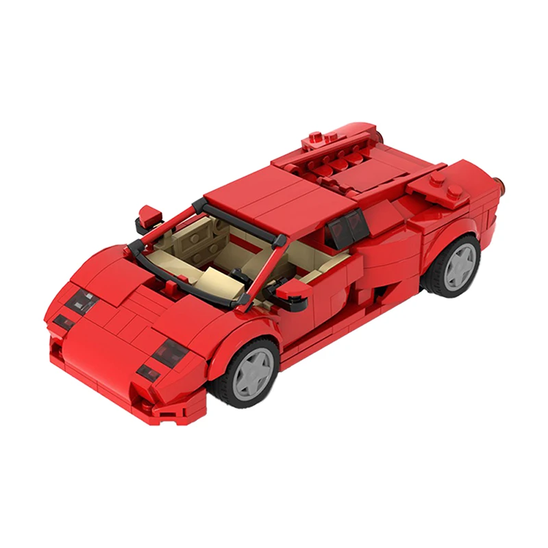 MOC Supercar LP5000 QV-Red Diablo 6.0 Car Building Blocks Kit Countach Hypercar Vehicle Road racing Toys For Children Xmas Gifts | Игрушки и