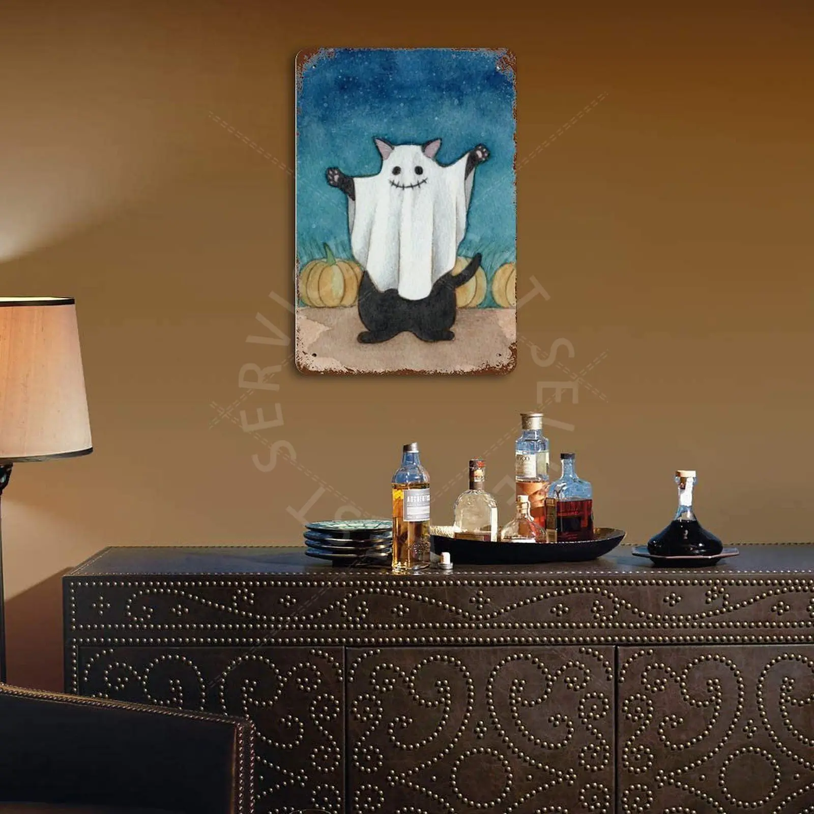 

Cute Ghost Vintage Metal Plaque Sign Bar Home Wall Decor Signs Retro Metal Poster Tin Sign Man Cave Pub Kitchen plates