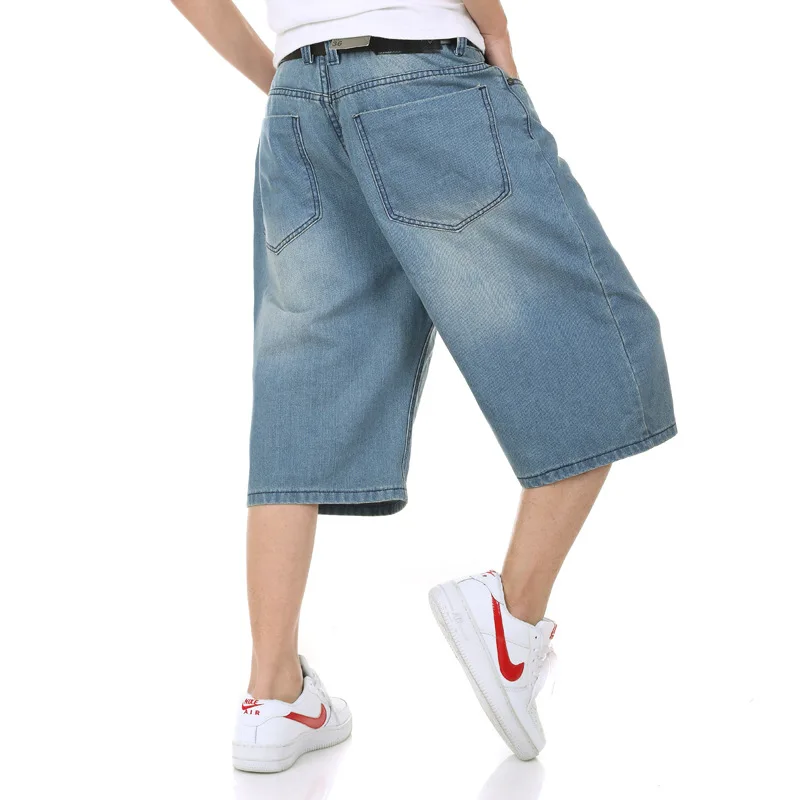 2021 Summer Denim Shorts Men Jeans Plus Size Wide Leg Pants Loose Skateboard Fashion High Quality  44 46