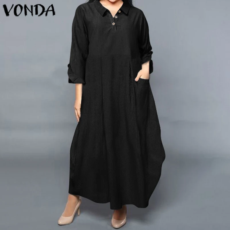 VONDA 2021 беременности и родам платья Повседневное свободные с длинным рукавом