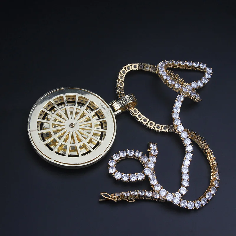 Персональный изготовленный на заказ ледяной прядильный кулон с цепочкой tenins