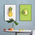 Постеры на холсте с изображением авокадо, ананаса, клубники, киви, 16 дюймов, картины фруктов