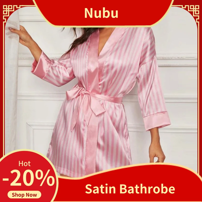 2020 женское сексуальное нижнее белье шелковый халат в полоску с длинным рукавом
