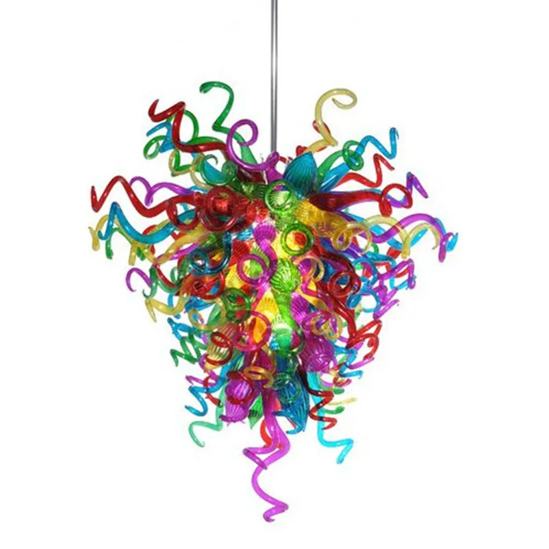 

Blown Glass Chandelier Colored Hanging Pendant Lamp Design Modern Home Indoor Light Fixtures 28 by 36 Inches