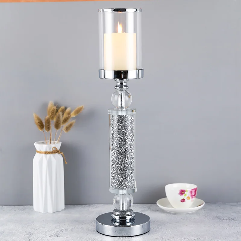 

С украшением в виде кристаллов подсвечник, подсвечник для свечи столба, используется для свадьбы, дома, оптовые продажи, кофейный, обеденный...