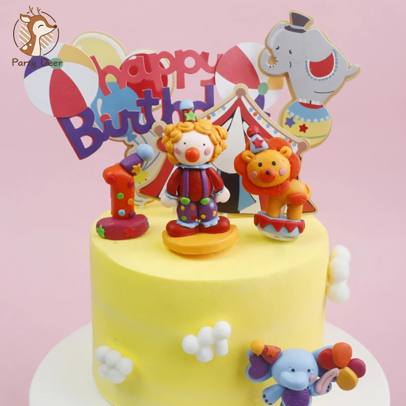 

Лев Цирк Клоун Слон шар торт Топпер для украшения дня рождения свадебные принадлежности детский душ выпечка десерт Дети Любовь Подарки