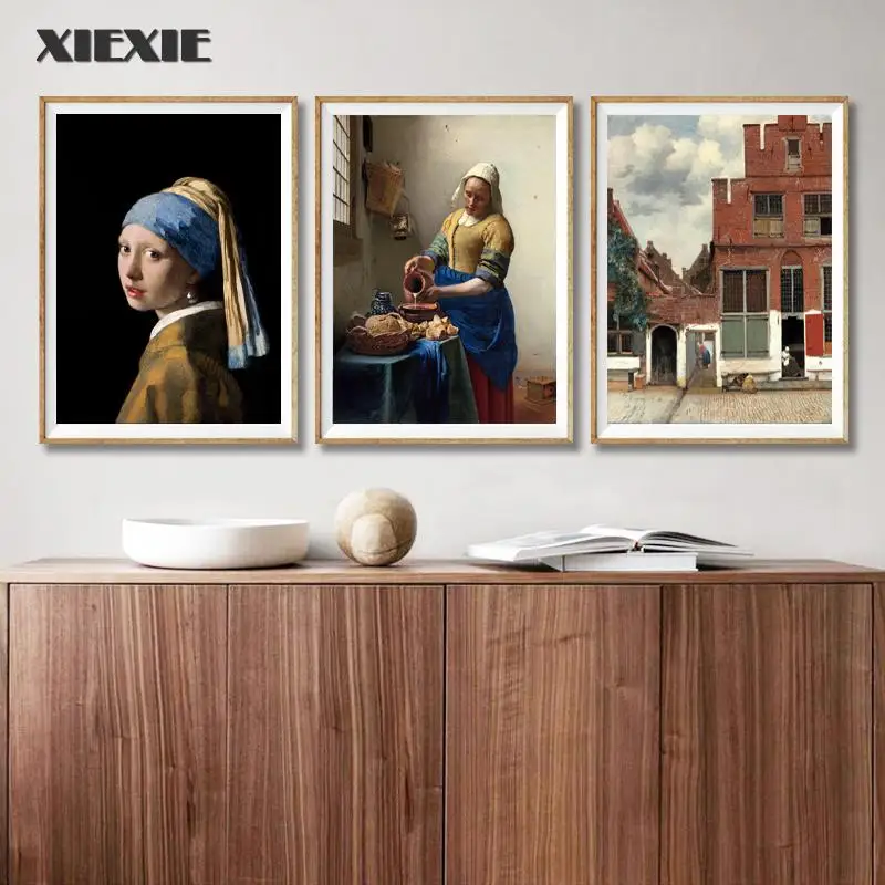 

Abstract Retro Girl Canvas Painting Girl with A Pearl Earring Poster Wall Art Poster and Prints House Picture for Room Decor