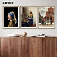 abstract retro girl canvas painting girl with a pearl earring poster wall art poster and prints house picture for room decor
