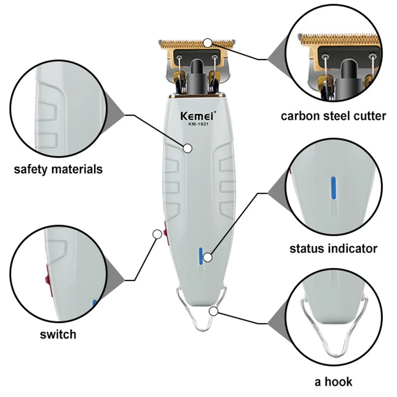 Машинка для стрижки волос с нулевым зазором 0 мм Kemei машинка отделки Kemel триммер